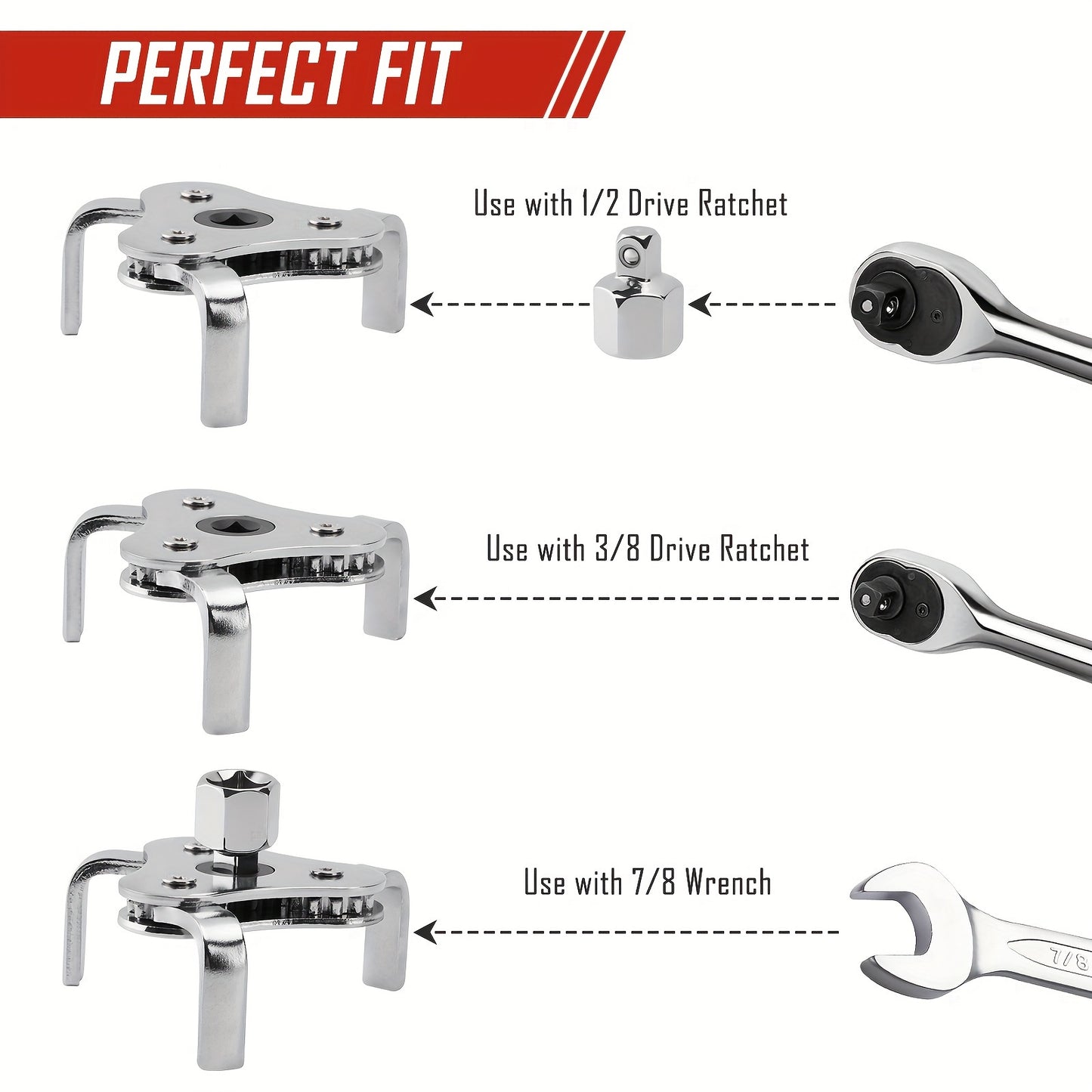 [7pcs Oil Filter Tool] 7pcs Oil Filter Removal Tool Kit | Adjustable 3-Jaw Wrench and 9" & 12" Oil Filter Pliers, Fits 2-3/4" to 5-1/4" Filters, Anti-Slip PVC Handles for Better Grip