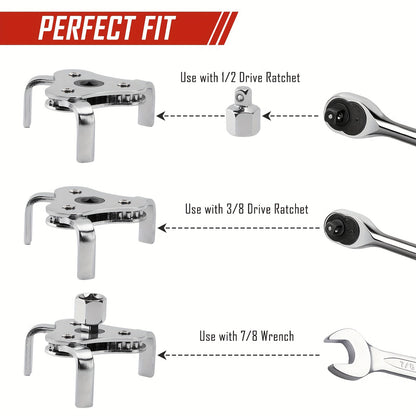 [7pcs Oil Filter Tool] 7pcs Oil Filter Removal Tool Kit | Adjustable 3-Jaw Wrench and 9" & 12" Oil Filter Pliers, Fits 2-3/4" to 5-1/4" Filters, Anti-Slip PVC Handles for Better Grip