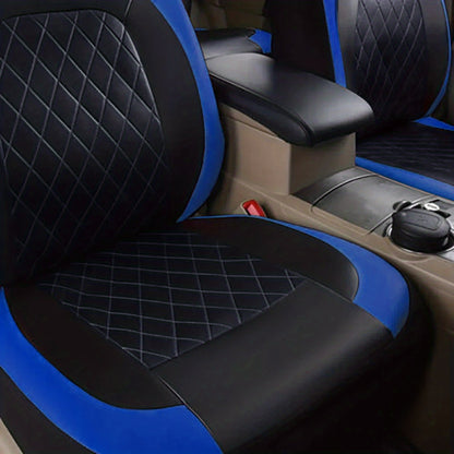 Deluxe All-Season Quilted PU Leather Car Seat Covers - Comfy Sponge-Padding, Universal Fit, christmas gifts