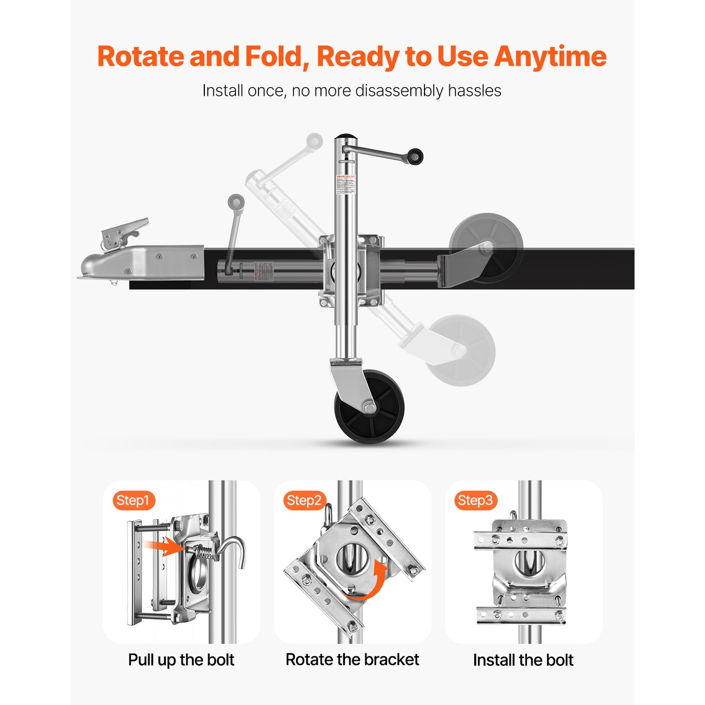 VEVOR Boat Trailer Jack Marine Heavy Duty Swivel Mount Tongue Jack 1000 lbs/1500lbs Load Single wheel / Double wheel