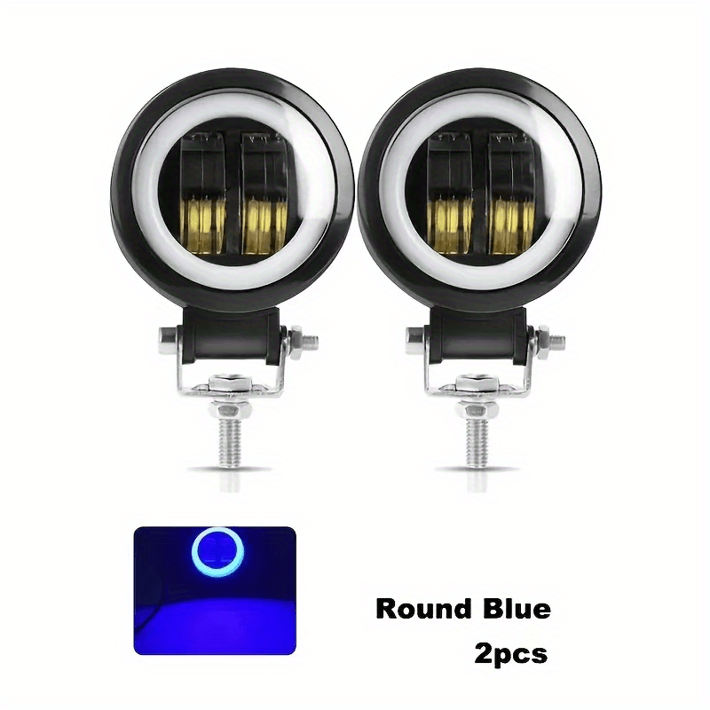 3 Inch Round LED Lights 2pcs DC 12V-24V – Compact Work Lights for Off-Road ATV UTV Motorcycle Truck, White Blue Yellow Red, Hardwired