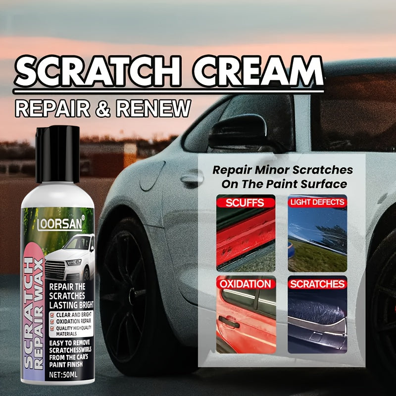 Car Scratch Repair Paste – Nano Swirl Remover, Wax & Polish Kit for Deep Scratch Fix, Paint Restoration, All Colors, 1.69oz + Sponge