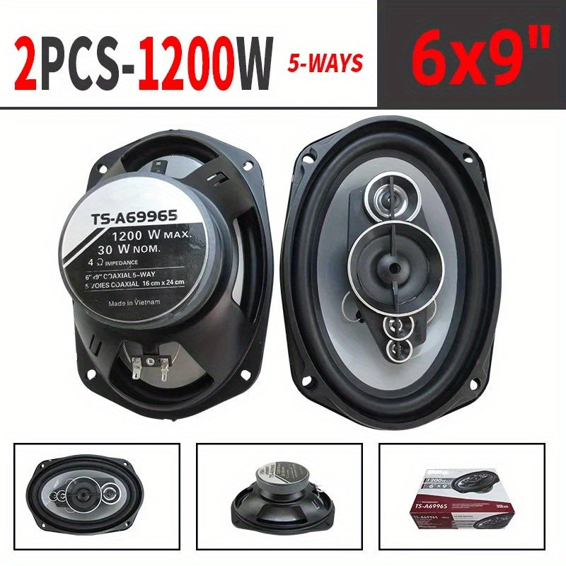 2pcs 6X9 inch1200W 5-way car mounted high fidelity full frequency coaxial speaker,preferred for modified vehicles Auto Audio Music Stereo Subwoofer Full Range Frequency,car stereo speakers,car door speakers