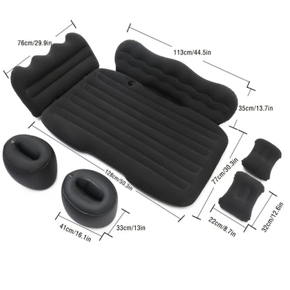 Luxury Premium Black And Stylish Beige Car Inflatable Mattress, Portable And Foldable, with PVC Flocking, Including Storage Bag, Air Pump And Two Pillows, Two Piers, Perfect for RVs, Trucks, And Foldable Beds In The Back Seat Of The Car Seat