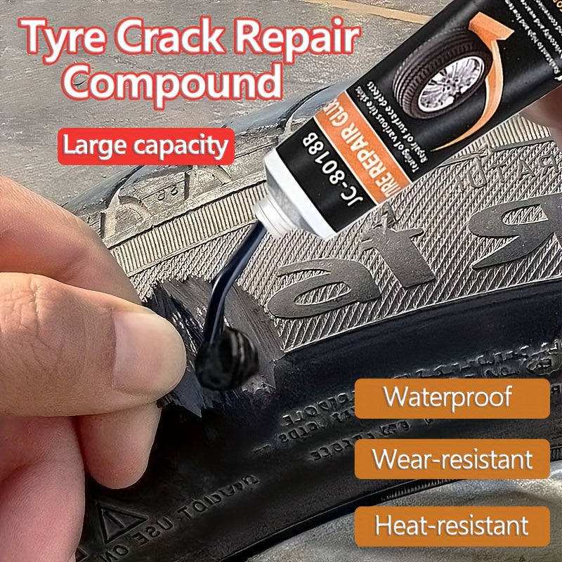 Repair Adhesive for Tires, Including a Sidewall Rubber Glue Kit (With Scraper And Tip Kit) Suitable for Bicycles, Cars, Motorcycles, Dirt Bikes, Trucks, And Tractors, Available in Black, 1.01oz/1.69oz