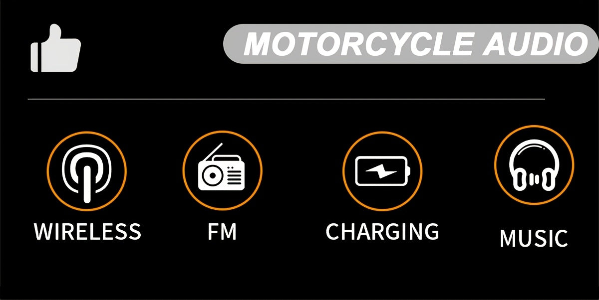 Korbros Handlebar Mount Stereo Wireless Motorcycle Speakers, MP3 Music Player Audio Amplifier, AUX-in, USB, FM Radio, 12V, Room Electrical/Hard Wiring, Button Control, Off-road-motorcycles, Without Battery
