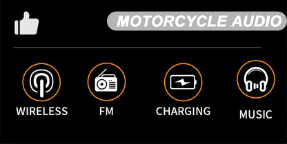 Korbros Handlebar Mount Stereo Wireless Motorcycle Speakers, MP3 Music Player Audio Amplifier, AUX-in, USB, FM Radio, 12V, Room Electrical/Hard Wiring, Button Control, Off-road-motorcycles, Without Battery