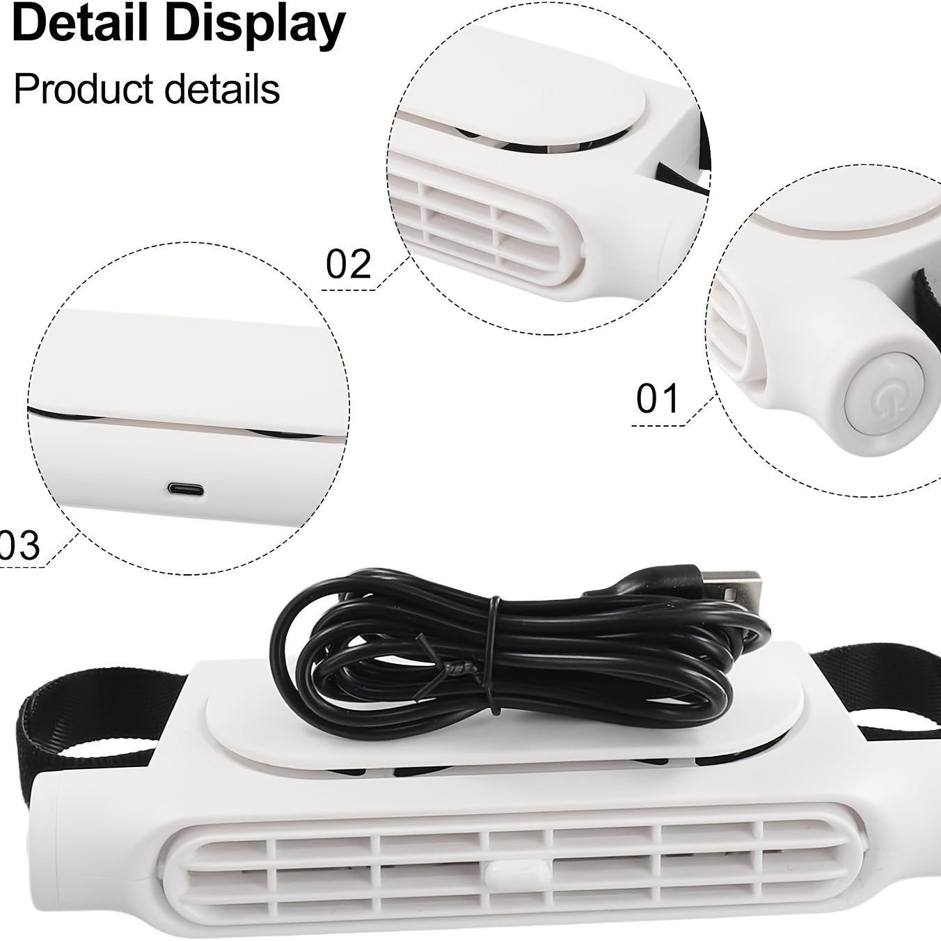 Car Fan-Blade-Less Car Air Conditioner Fan | 3-Speed Quiet Cooling, Seat Fan, Comes with A USB Charging Cable, Plug-And-Play (Non-Rechargeable Model). Stay Cool Even in Traffic Jams (Fits All Car Models)