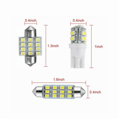 40PCS Car LED Combination Set 12V-T10 Width Indicator Dual Pointed Reading Light,Car Interior Combination LED Map Door Dash Gauge Instrument Concierge, White