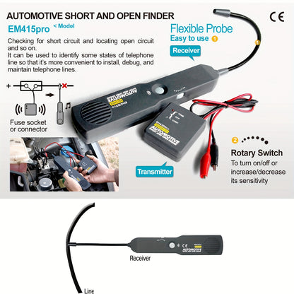 Car Short Circuit and Open Circuit Finder EM415PRO Car Short Circuit Detector Car Repair Tool Detector for Tracing Cables or Wires