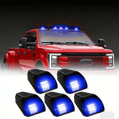 Solar Powered Cab Roof Lights 5-Pack Wireless 16 LED Amber Truck Marker Lights Motion Vibration Sensor No-Drill No-Wire Universal Fit