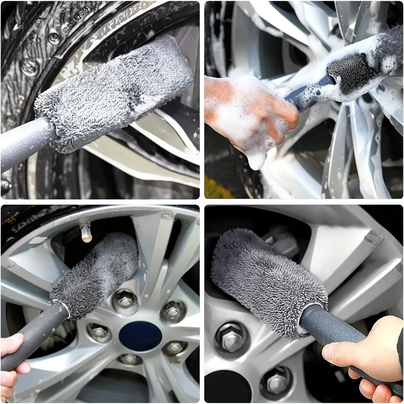 A Car Cleaning Set with 11 Items, Featuring Tire Brushes, Microfiber Gloves, Thick Absorbent Pads for Scratch Removal, And Detail Sponges Suitable for Both The Inside And Outside of The Vehicle