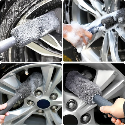 A Car Cleaning Set with 11 Items, Featuring Tire Brushes, Microfiber Gloves, Thick Absorbent Pads for Scratch Removal, And Detail Sponges Suitable for Both The Inside And Outside of The Vehicle