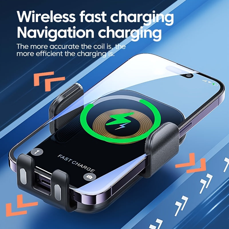 Wireless Car Charger Holder, 15W Fast Charging Auto Clamping Car Charger Phone Mount Phone Holder Fit for Phone 15 14 13 12 11 Pro Max Xs