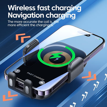 Wireless Car Charger Holder, 15W Fast Charging Auto Clamping Car Charger Phone Mount Phone Holder Fit for Phone 15 14 13 12 11 Pro Max Xs