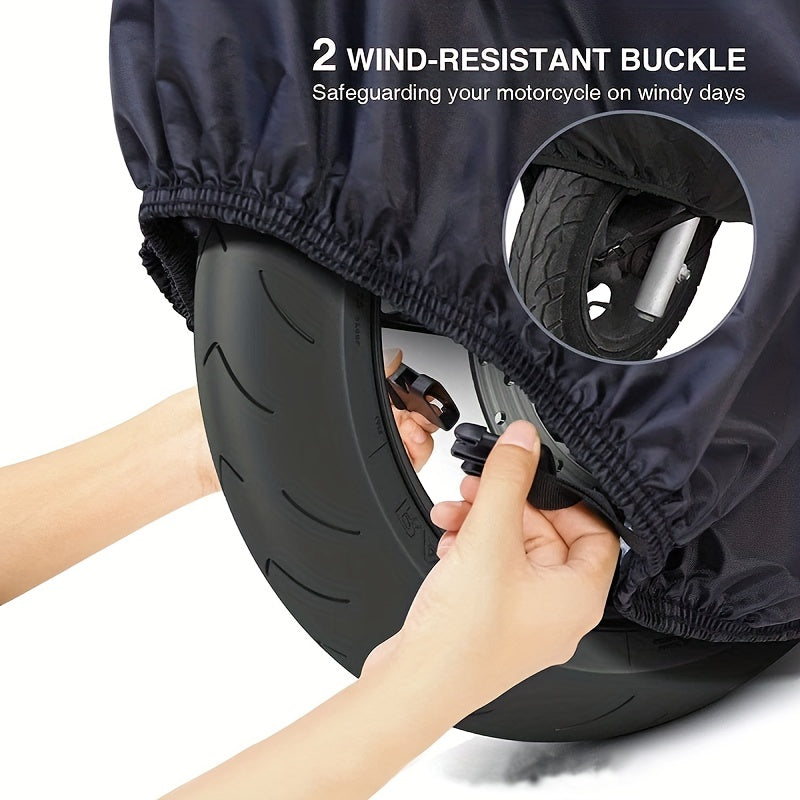 Durable Black Motorcycle Cover, Waterproof And All-Weather Protection, Rain, Snow, UV And Dust Resistant, Suitable for Most Motorcycle Models