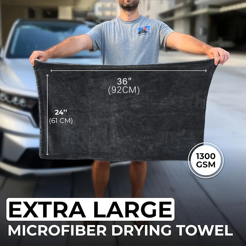 Microfiber Towels for Cars - 1300GSM X Large Size Quick Dry High Absorbent Edgeless Streak Free - Car Drying Towel for Detailing 24x36in