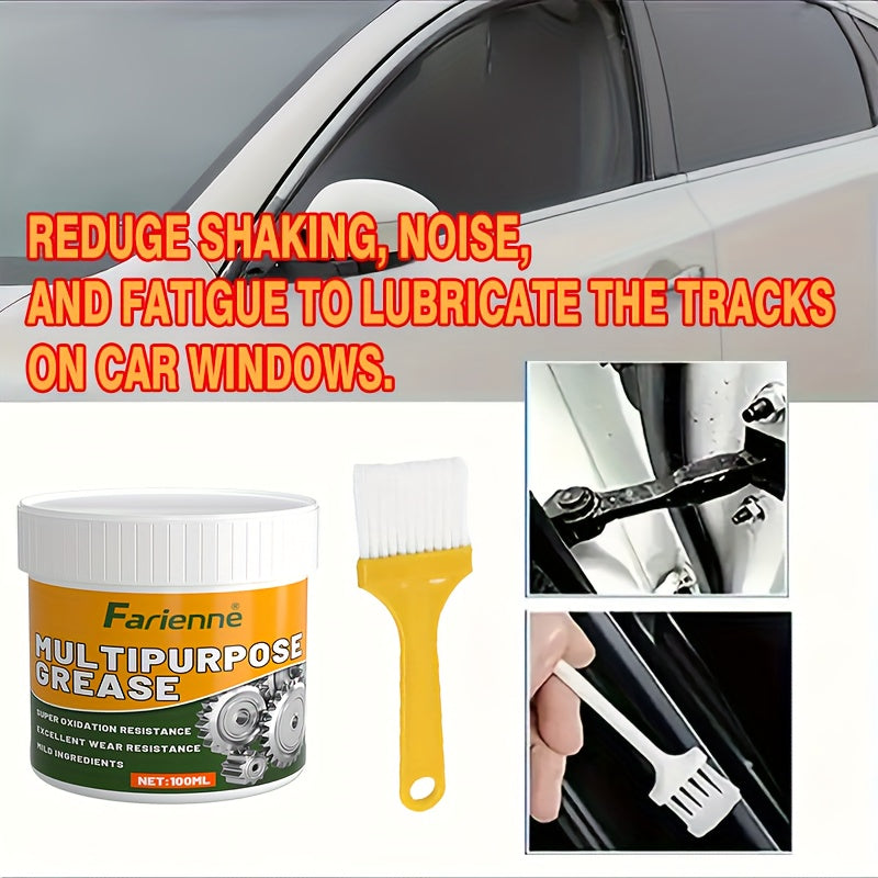 Multi-Purpose Grease, 3.38 Oz with Brush - Garage Door Hinge Lubricant for Automobiles, Ships, And Industrial Metal Contact Parts