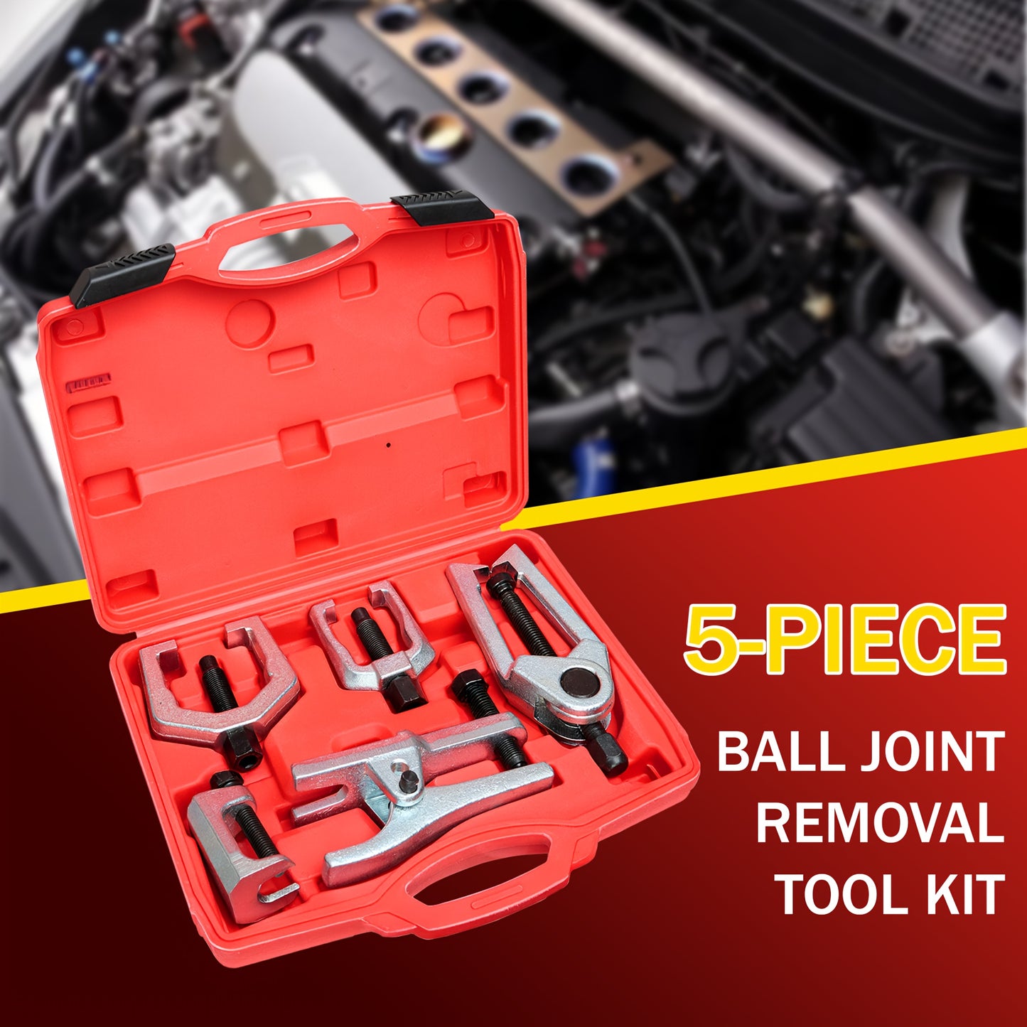 5-Pc Ball Joint Separator Set Toolset, Forged Chrome Steel Non-Marring Design, Tierod/Pitman Arm Remover Tool, Truck/SUV/Car Repair, Best Christmas Gift, Without Battery
