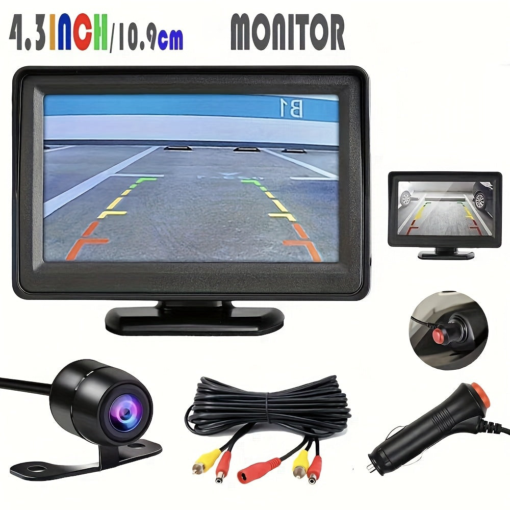 4.3 Inch Automotive Rearview Monitor And Backup Camera System - Universal Fit for Cars, Suvs, Rvs, And Pickup Trucks for Safe Parking And Easy Installation, Without Battery