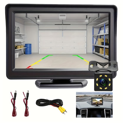8 LED HD Reversing Camera Kit with 4.3 Inch Monitor | Backup Camera Car Rearview Mirror HD Parking System Night Vision, Wide Angle Lens, USB Charging, Video Resolution, No Battery - Perfect for Cars, Pickups, SUVs