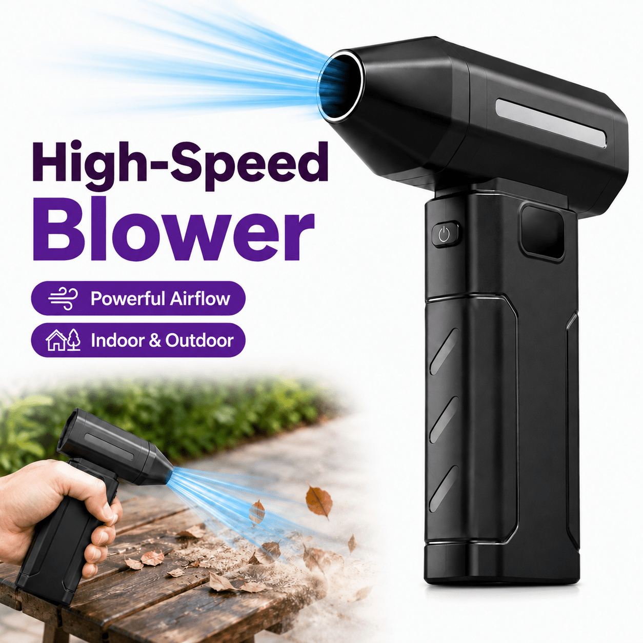 [Air Dryer, Blower, and Blades] Blower for Car Cleaning High-speed Turbine Fan, 3600mAh USB Rechargeable Portable Jet Fan (with LED Light), Wireless Dust Blowing Fan and Air Dryer, Heavy-duty Blower Suitable for Cars, Outdoors