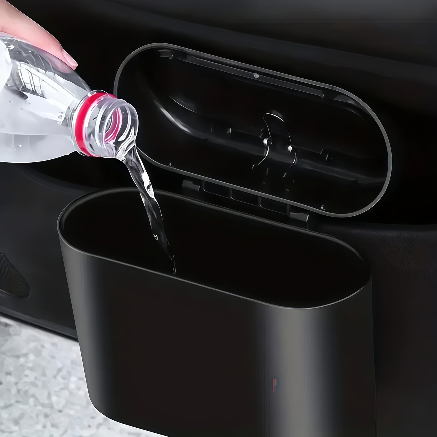 Car Trash Can with Dual Compartments - Easy Open Lid & Ergonomic Design Vehicle Waste Bin Organizer, Durable Plastic Truck SUV Bin, Hands-Free Access And Spill-Proof Design, Car Organizer Essentials