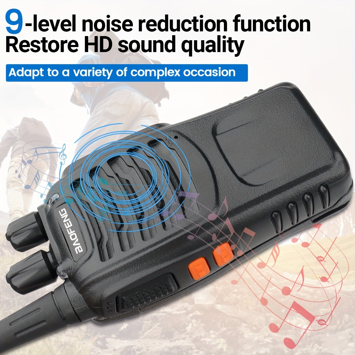 2pack Baofeng Adult Long Distance Walkie-talkie with Headset, 16 Channels Rechargeable Handheld Two-way Radio, Suitable for Hiking, Cycling, Camping and Skiing