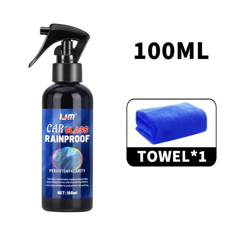 Anti-Rain Glass Coating - Hydrophobic Spray for Windshield & Mirrors, Improves Visibility & Repels Water for Safer Driving, Polishing and Waxing Kit