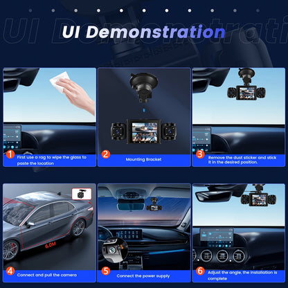 Black Friday Offer, 2.4-Inch 1080P Car Camera, Four-Channel Recording, Three-Screen HD Car Camera, Features 480P Images from Left, Right, And Rear, Plus Motion Detection, Night Vision, And Wide Dynamic Range, Optional 64GB Memory Card