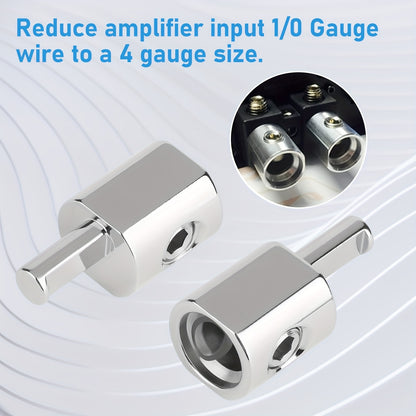 4pcs Amp Car Audio Amplifier Power Plug Supply Wiring Terminal Input 1/0 Gauge to Output 4 Amplifier Input Adapter