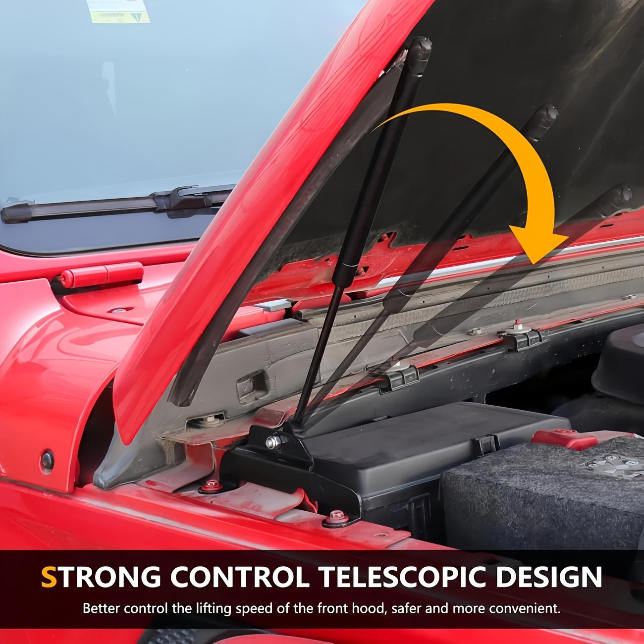 Suitable for 2018-2026 Jeep for Wrangler JL & Gladiator JT 2/4Door-Car Engine Hood Support, Steel Material Car Accessories Quick-Release Hood Gas Spring Strut Replacement Stabilizer Shock Absorber Set Auto Accessories