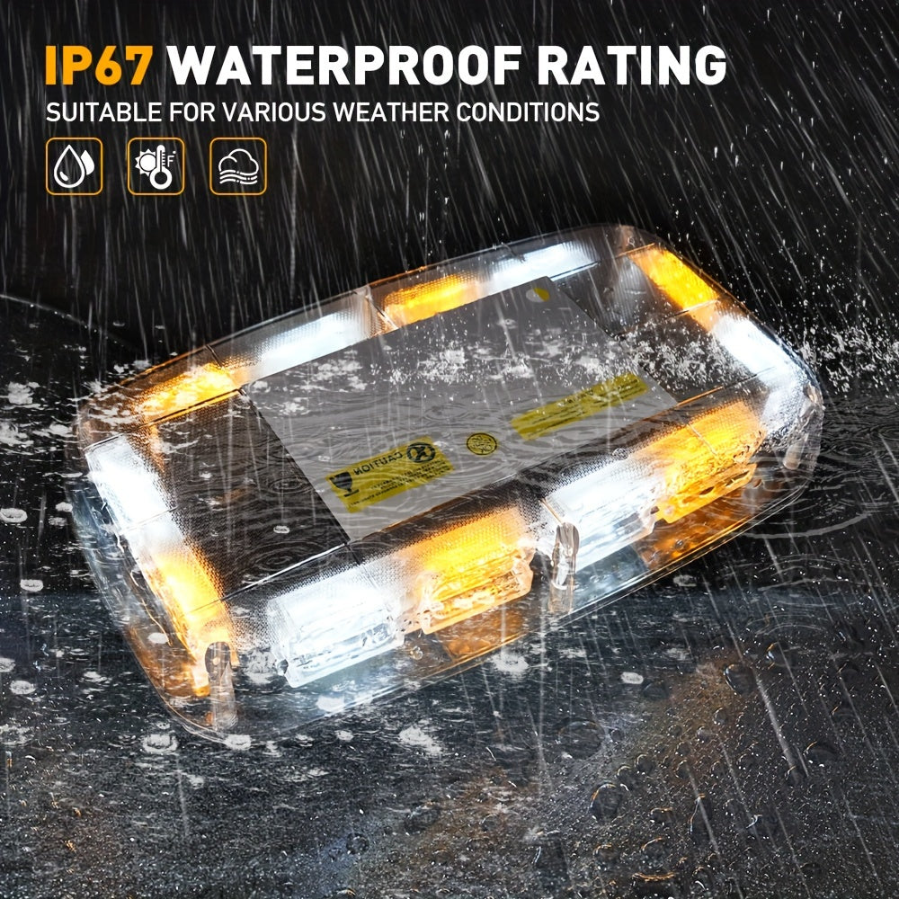 48LED Roof Top Strobe Lights Bar | IP67 Waterproof High-Visibility Emergency Safety Warning LED Emergency Vehicles Light for Plow, Trucks, Construction Vehicles Car, 12-24V, Universally Applicable, Without Battery