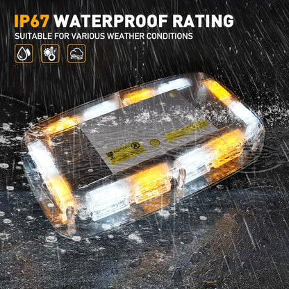 48LED Roof Top Strobe Lights Bar | IP67 Waterproof High-Visibility Emergency Safety Warning LED Emergency Vehicles Light for Plow, Trucks, Construction Vehicles Car, 12-24V, Universally Applicable, Without Battery