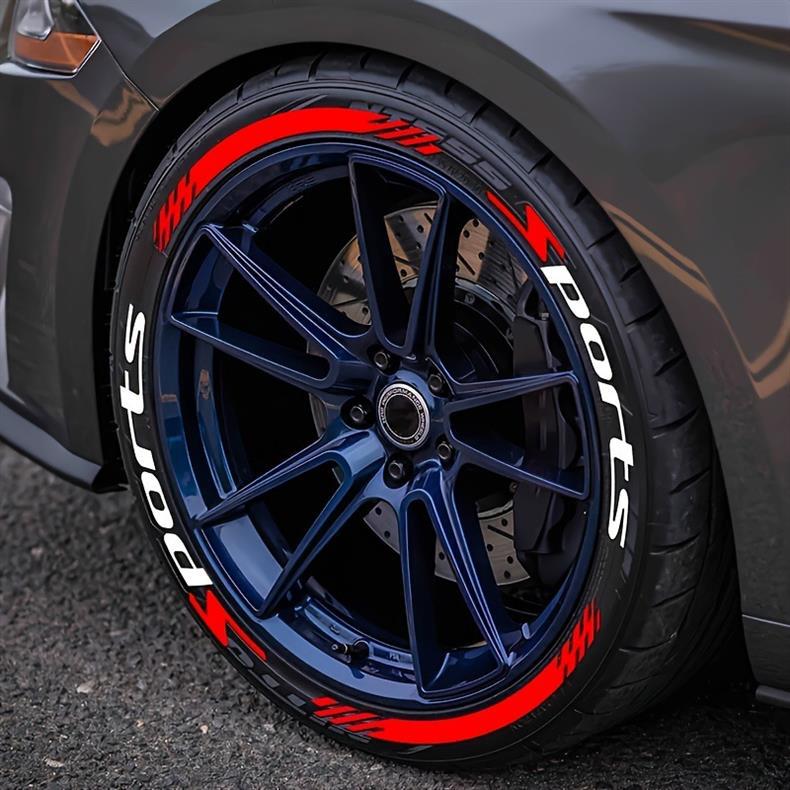 Pack of 8, Sport 1pc Quick Paste, Stickers, for Car/ Motorcycle Tire Stickers, PVC Material, Car Racing Performance Tire Letter Stickers, Car Modification Decoration, Cool Fashion Decals