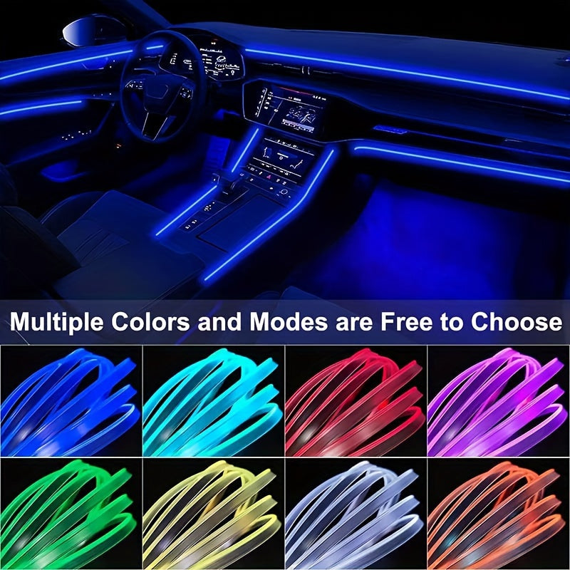 RGB Car Interior Ambient Light Kit – 5-in-1 Fiber Optic LED Strip 276 Inch, 16 Million Colors, Music Sync, App Control for Cars, Trucks & SUVs