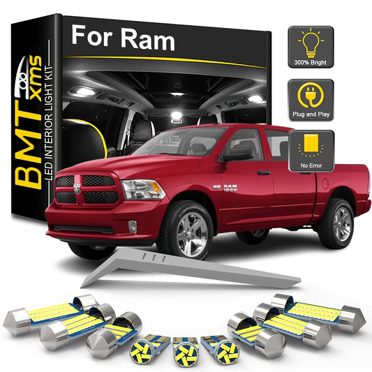 White Interior LED Lights for DODGE Ram 1500 2500 3500 1994-2018 2019 2020 2021 2022 2023 Canbus Car LED Bulbs Map Dome Trunk License Plate Lights
