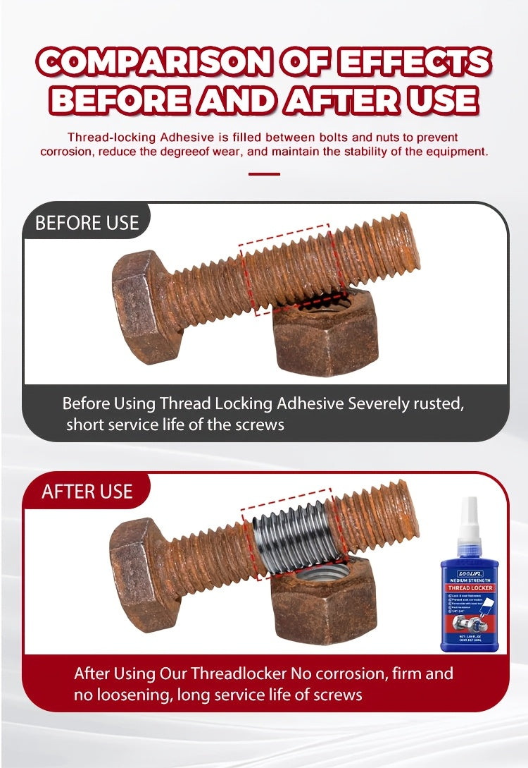 2/4pcs Thread Locking Adhesive Anaerobic Screw Locking Agent, Blue And Red Threadlocker with Anti-Loosening Anti-Vibration Anti-Rust Properties, Oil Resistant High Temperature Resistant, Secure Bond for Metal Plastic Stainless Steel Threads