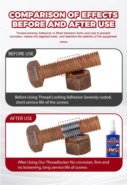 2/4pcs Thread Locking Adhesive Anaerobic Screw Locking Agent, Blue And Red Threadlocker with Anti-Loosening Anti-Vibration Anti-Rust Properties, Oil Resistant High Temperature Resistant, Secure Bond for Metal Plastic Stainless Steel Threads