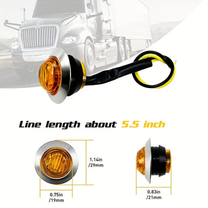 10pcs Car Side Lights, LED Truck Side Signal Lights, Decorative Lights, Small Car Bulbs, Steady Light with Flashing Mode, Metal Frame
