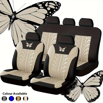 5-Seater Car Seat Covers - Butterfly Tire Pattern, Thickened And Wear-Resistant Fabric, Breathable And Comfortable, Seat Protection Against Dust, Universal Fit for Most 5-Seater Cars on The Market