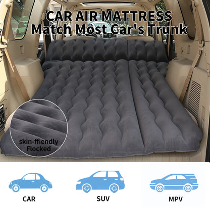 SUV Air Mattress: Inflatable Car Air Mattress for Camping, Flocking Car Bed with Air Pump And 2 Pillows, Portable Sleeping Pad Mattress for Home Car Travel Camping Black