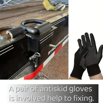 6/8pcs Stake Pocket D Rings Heavy Duty Removable D-Ring Stake Pocket Tie Down For Utility Trailers And Flatbeds Equipped With Hitch Pin, Removable Tie Down Utility For Flatbed Cargo Trucks. (Includes 2 Anti-slip Gloves)