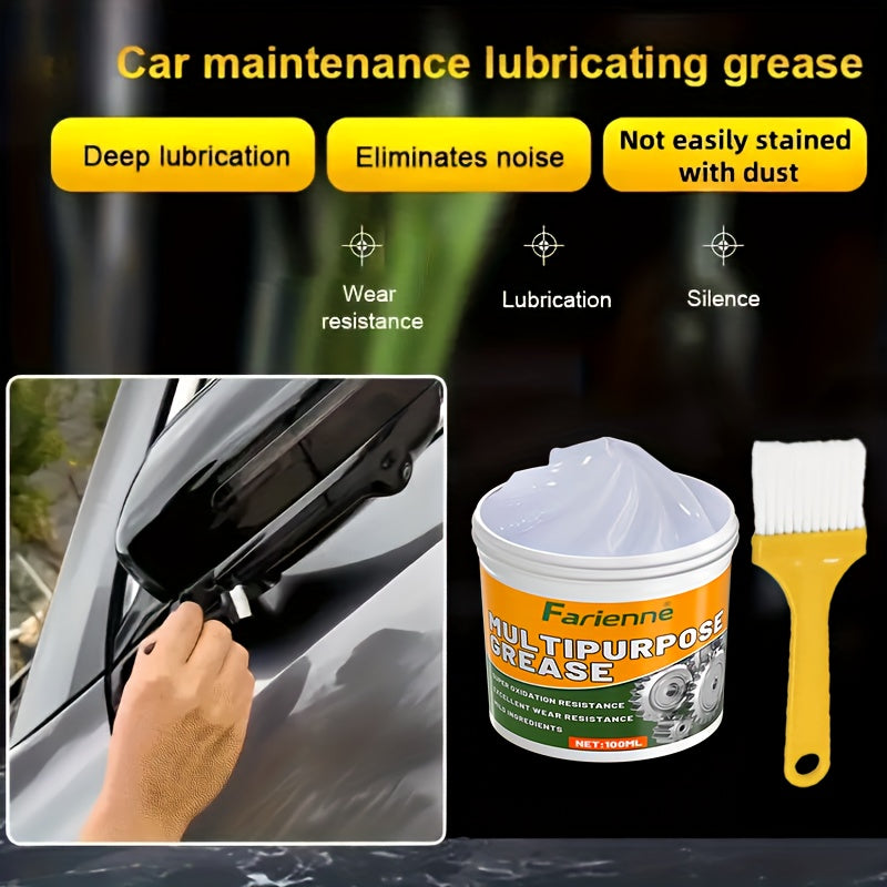 Multi-Purpose Grease, 3.38 Oz with Brush - Garage Door Hinge Lubricant for Automobiles, Ships, And Industrial Metal Contact Parts