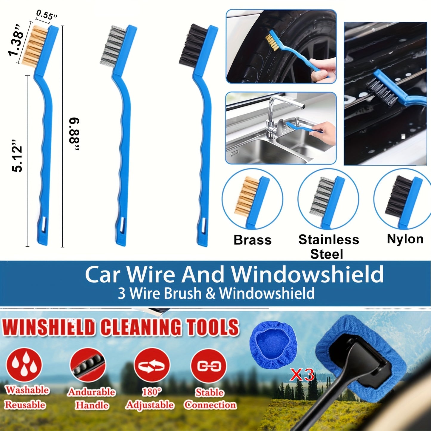 26pcs Car Detailing Brush Set, Car Detailing Kit, Car Detailing Brushes, Car Cleaning Kit, Car Windshield Cleaning Tool, Professional Car Care Kit - Car Wash Brush Kit for Interior Exterior Wheels