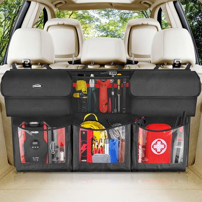 Rear Seat Trunk Organizer Suspended Car Organizer Trunk Foldable Cargo Storage with 6 Large Pockets 3 Adjustable Shoulder Straps 40x19 Inches