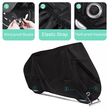 190T Universal Fit All-Waterproof, Dustproof, Sunscreen Heavy Duty Motorcycle Cover, Waterproof All Seasons Indoor Outdoor Protection, Sport Bikes Cruisers Scooter Touring Off-Road