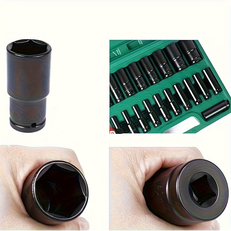 20pcs 1/2" Drive Metric Deep Impact Socket Set, 8mm-32mm, Electric Wrench Extension Hex Sockets for Automotive Repair and Nut Tools, Mechanic Tools, Vehicle Maintenance, Heavyduty Sockets, Professionalgrade Sockets, Impactresistant Sockets, Corrosionresis