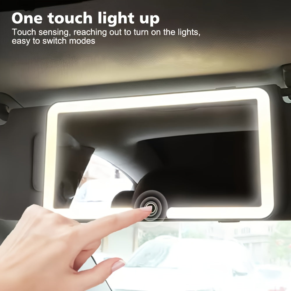 Car Sun Visor Makeup Mirror | USB-powered with Included Charging Cable, Features 3 Light Modes and LED Illumination, Suitable for Cars, Trucks, and SUVs, Perfect Gift for Women, Essential Road Trip Companion, Ideal for Female Drivers