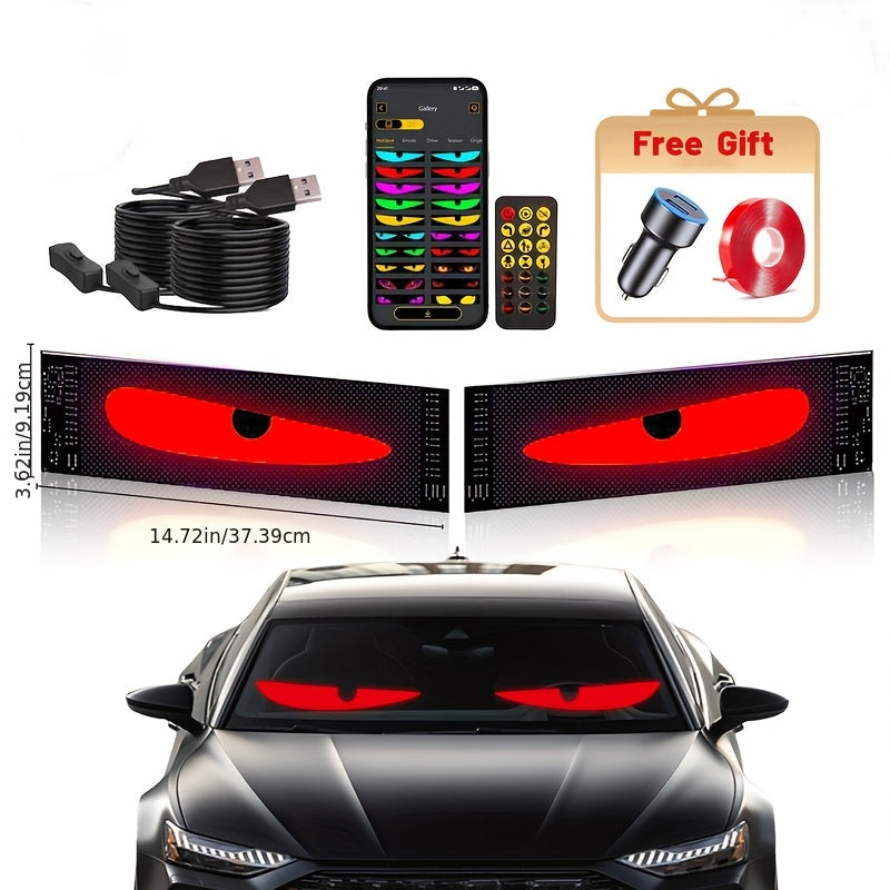 RGB LED Matrix Panel Lights (2pcs) – App & Remote Controlled, Dimmable Full-Color Display, Programmable Car Interior Decoration, DIY Ambient Lighting for Car, Party, Shop & Road Signs